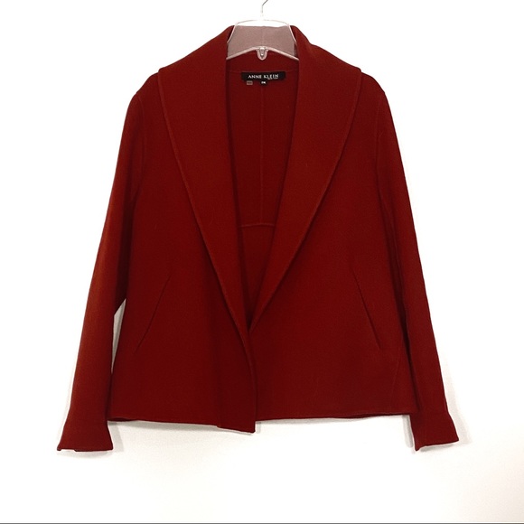 Anne Klein Peplum Wool Cashmere Blend Coat MP Red - Picture 1 of 11